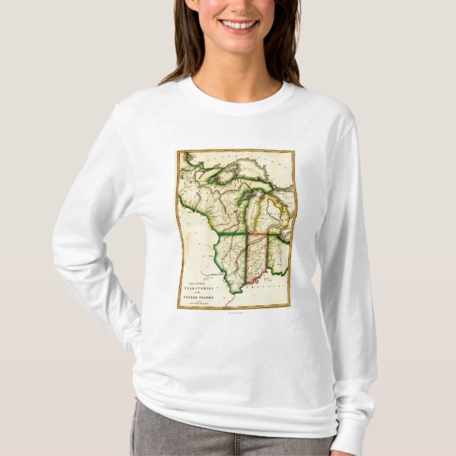 T-shirt Midwest no mapa unido de StatesPanoramic (Frente)