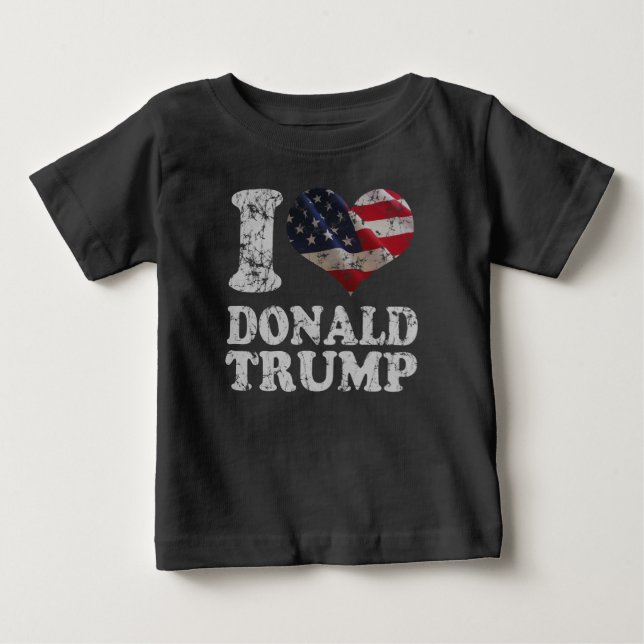T-shirt Mim bandeira americana Donald Trump do coração (Frente)