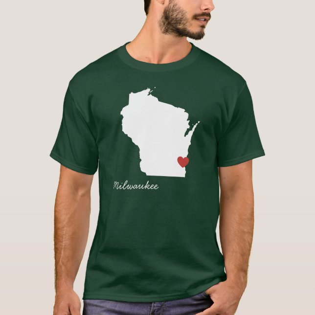 T-shirt Mim coração Wisconsin - cidade customizável (Frente)