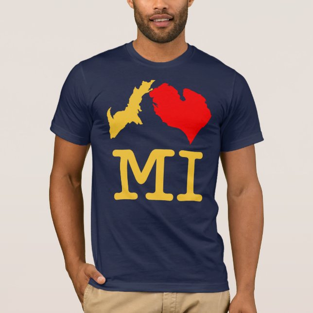 T-shirt Mim milho e azul do MI do ♥ (coração Michigan de (Frente)
