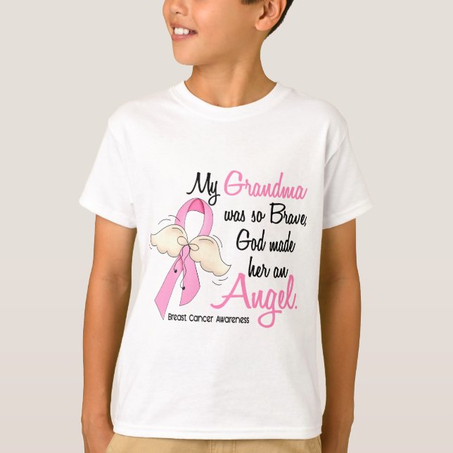 T-shirt Minha avó é um cancro da mama do anjo 2 (Frente)