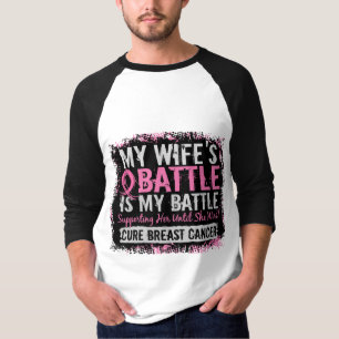 T-shirt Minha batalha esposa de demasiado 2 cancro da mama