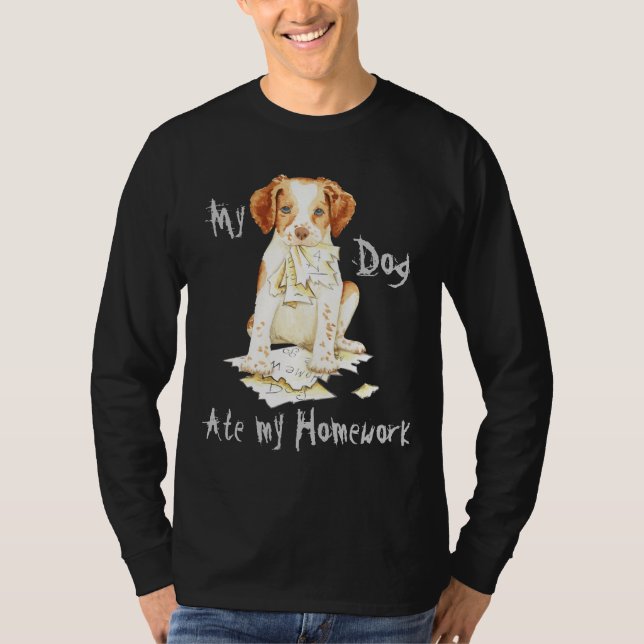 T-shirt Minha Brittany Comeu Meu Trabalho De Casa (Frente)