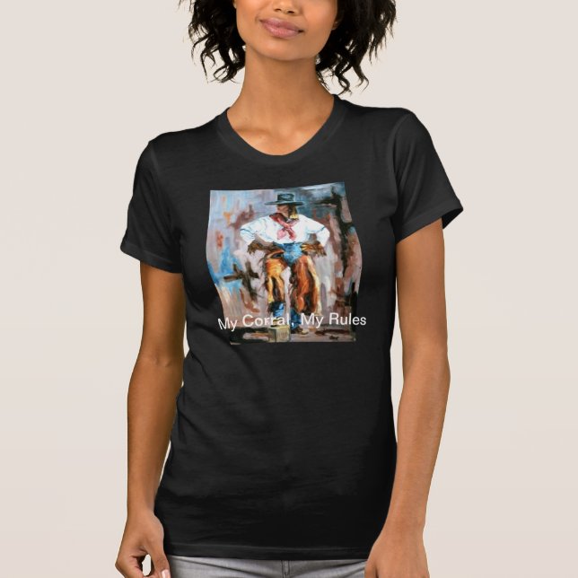 T-SHIRT MINHA CERCA, MEU T DA ATITUDE DA VAQUEIRA DAS (Frente)