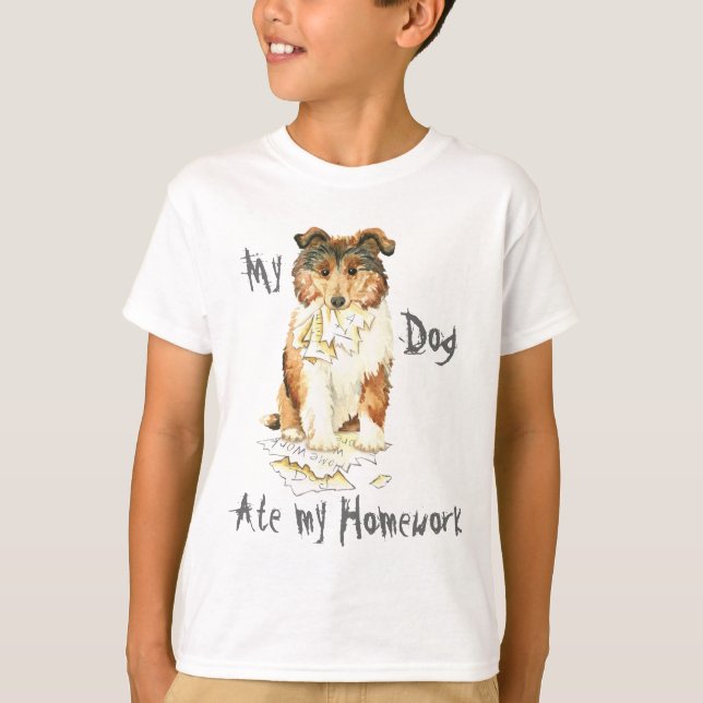T-shirt Minha Collie Comeu Meu Trabalho De Casa (Frente)