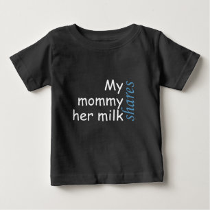 T-shirt Minha mamãe compartilha seu escrevendo branco e az