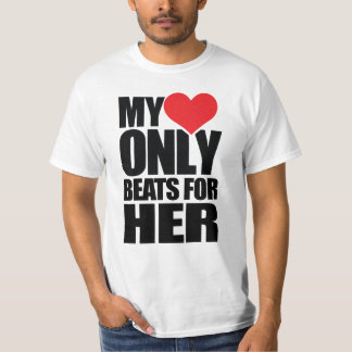 T-SHIRT MINHAS BATIDAS DO CORAÇÃO SOMENTE PARA ELA