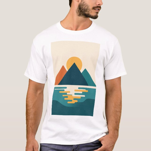 T-Shirt Mínima Montanha Sunset (Frente)