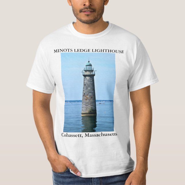 T-shirt Minots Ledge Lighthouse, Cohassett Massachusetts (Frente)