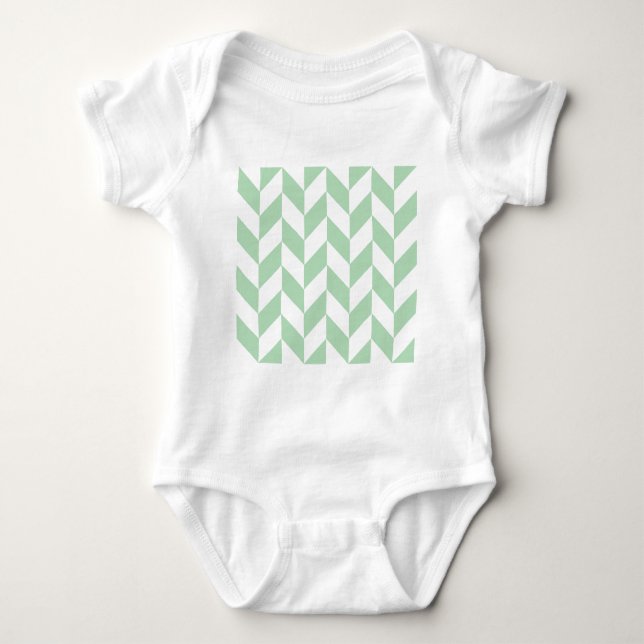 T-shirt Mint Green Herringbone Pattern (Frente)