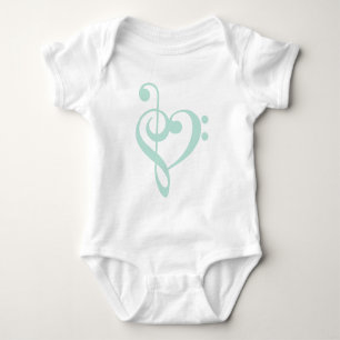 T-shirt Mint Green Treble Clef & Bass Clef Heart
