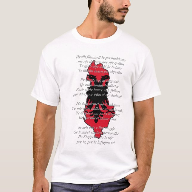 T-shirt Mirë o sa de Shqiperia mim qenë shqiptar (Frente)