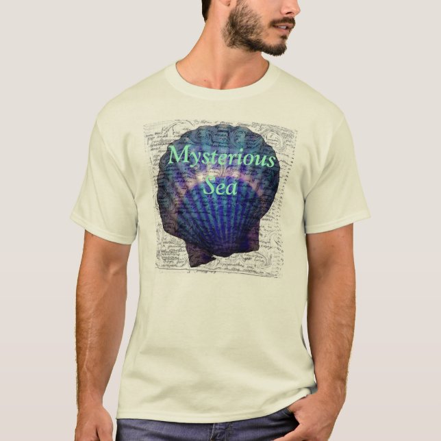 T-shirt misterioso do mar com um seashell (Frente)