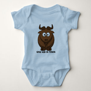 T-shirt Miúdo engraçado do Gnu dos desenhos animados na