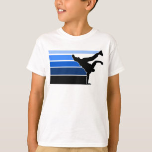 T-shirt Miúdos azuis do preto do inclinação de BBOY