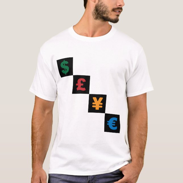 T-shirt Moeda dos símbolos - euro dos ienes da libra do (Frente)