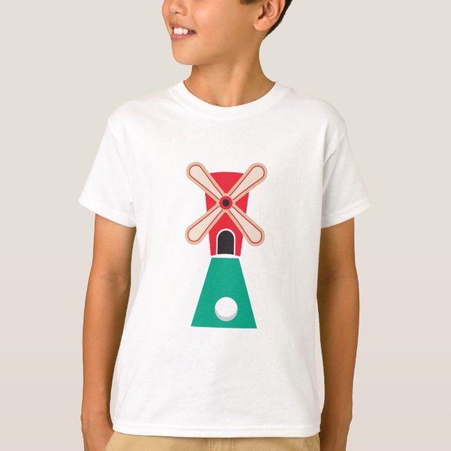 T-shirt moinho de vento de golfe em miniatura (Frente)
