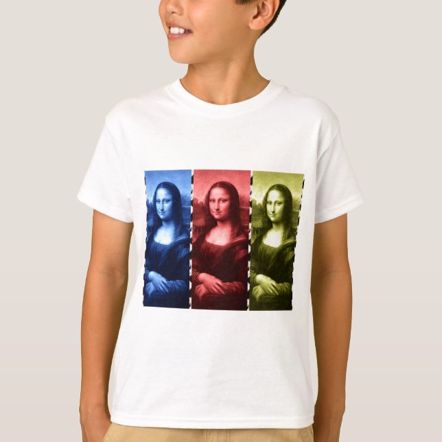 T-shirt Mona Lisa Animal Imprime Cores Primárias (Frente)