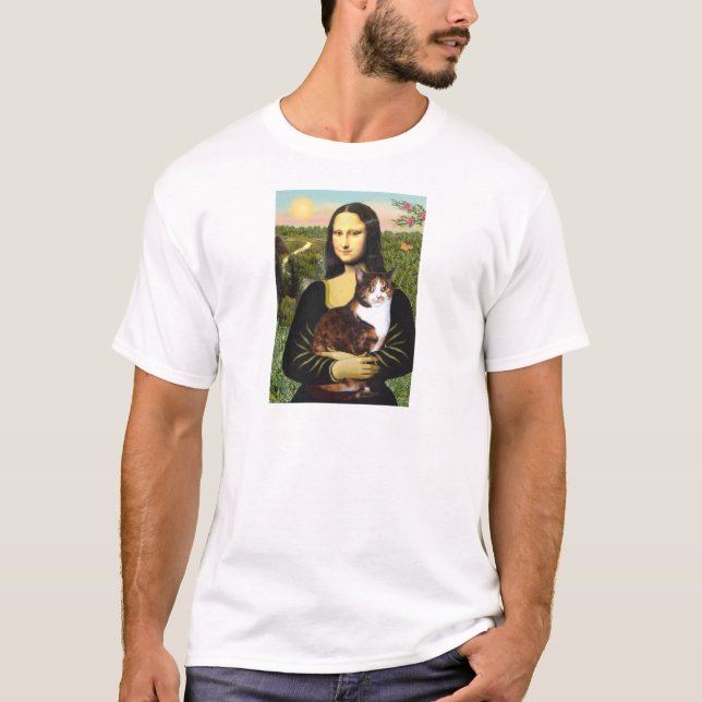 T-shirt Mona Lisa - Gata calico (Frente)