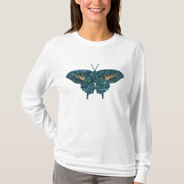 T-shirt Monet de pintura de borboleta azul (Frente)