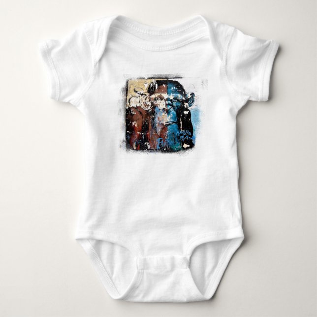 T-shirt Monkey Baby Jersey Bodyfato, branco (Frente)