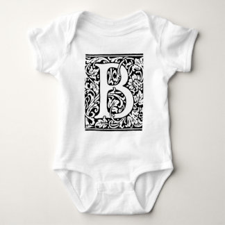 T-shirt Monograma B inicial. Padrão Floral de Nome Persona