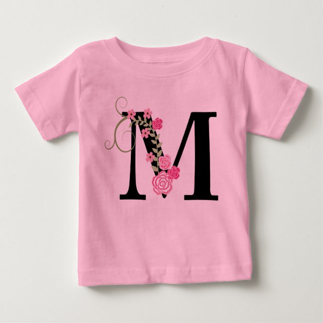 T-shirt Monograma Floral Cor-de-Rosa/Preto Tutu (Frente)