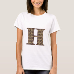 T-shirt Monograma Floral Inicial H Elegante