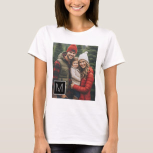 T-shirt Monograma Personalizado de Colagem de Fotos Preto