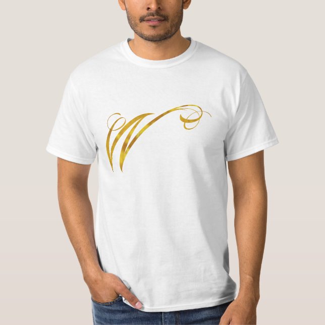 T-shirt Monograma Personalizado W Faux Gold Foil Monograma (Frente)