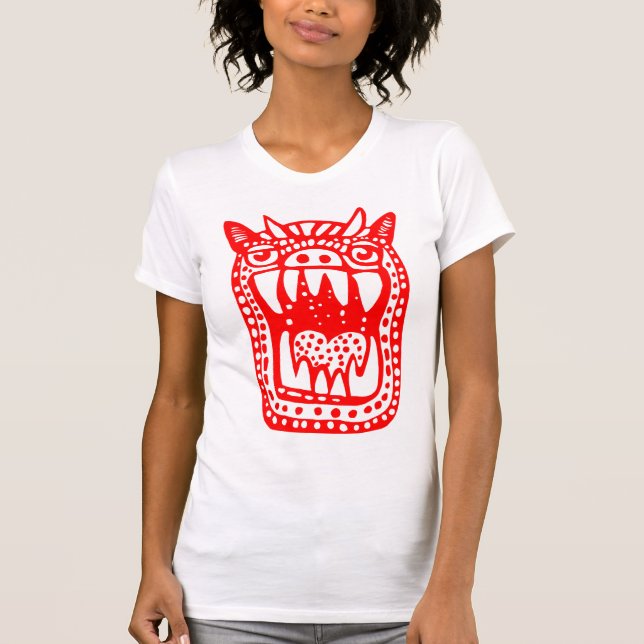 T-shirt Monstro Assustador - Vermelho (Frente)