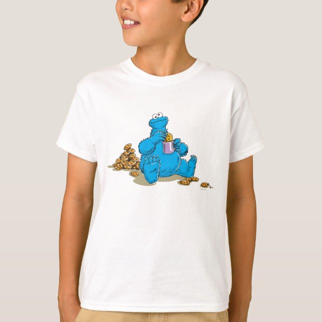 T-shirt Monstro Come-Biscoitos Vintage Comendo Biscoitos (Frente)
