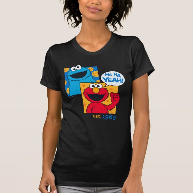 T-shirt Monstro de Biscoitos e Elmo | Ha Sim (Frente)