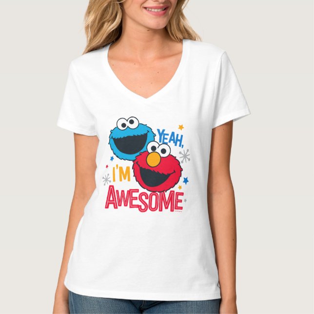 T-shirt Monstro de Biscoitos e Elmo | Sim, sou incrível (Frente)