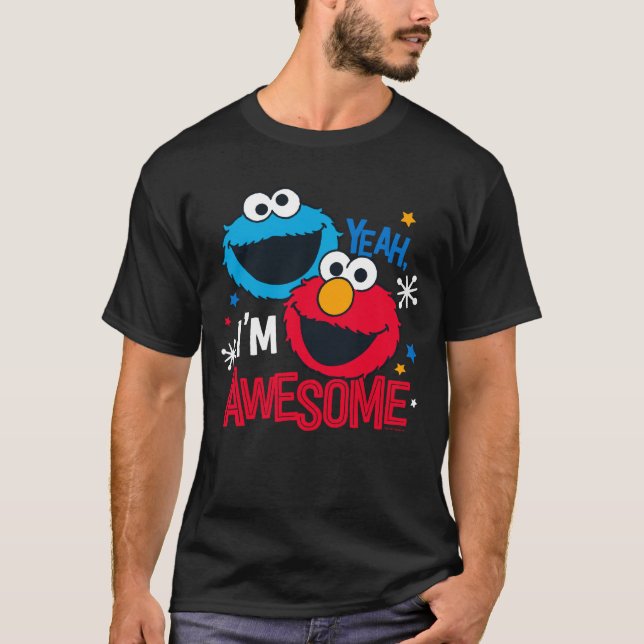 T-shirt Monstro de Biscoitos e Elmo | Sim, sou incrível (Frente)