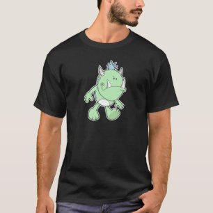 T-shirt monstro verde fofo com presas fazendo beicinho