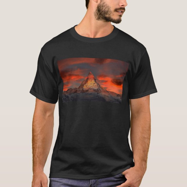 T-shirt Montanha alpina icónica Matterhorn no por do sol (Frente)