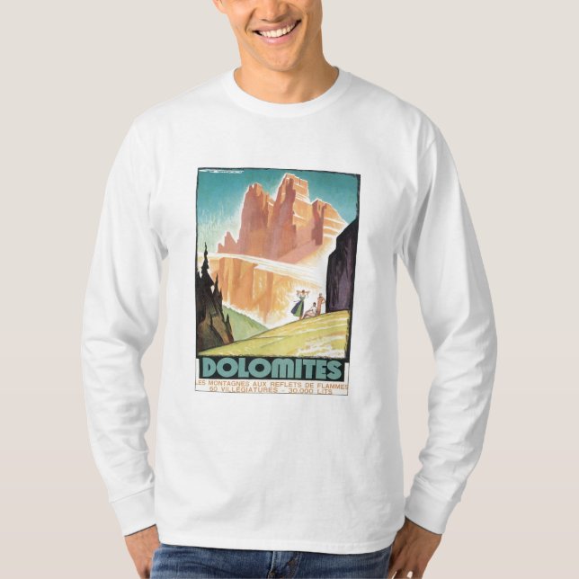 T-shirt Montanha das dolomites do vintage (Frente)
