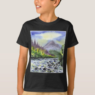 T-shirt Montanhas Céu Pintura Destino Natureza Artística