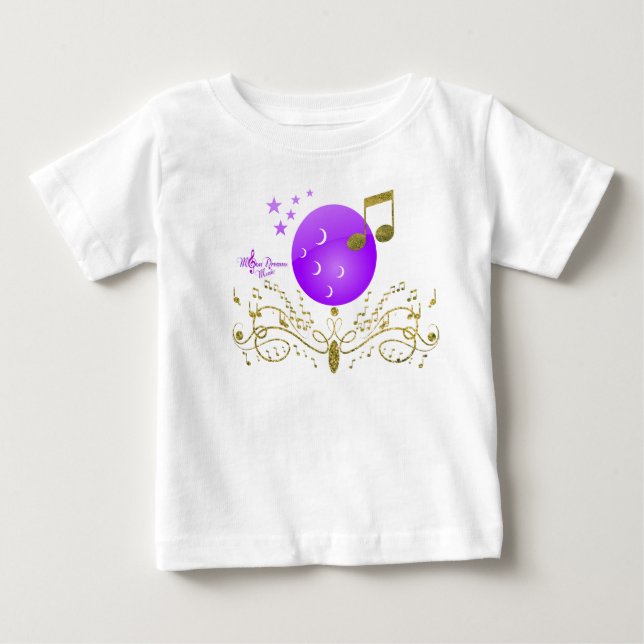 T-shirt MoonDreams Dourada Glitter Music Toddler Ruffle Te (Frente)