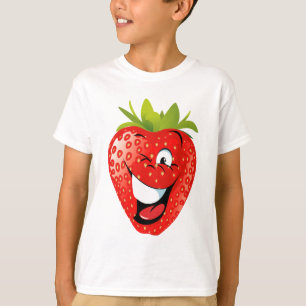 T-shirt morango animado feliz engraçada