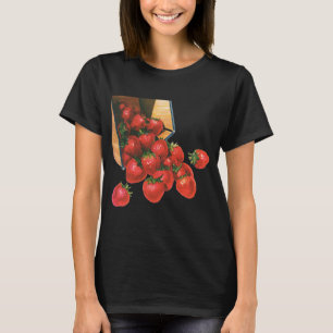 T-shirt Morangos Vintage em Cesta, Berries de Fruta Comida