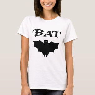 T-shirt Morcego Preto E Branco Fofo De Halloween