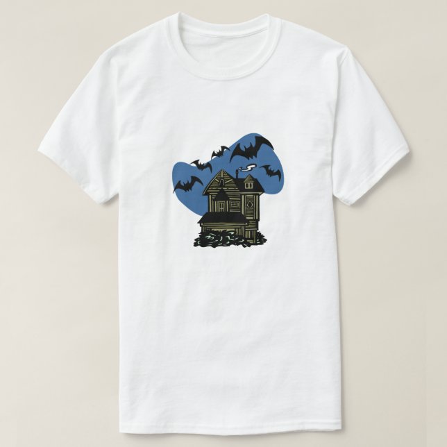 T-shirt Morcegos de casas assombradas (Frente do Design)