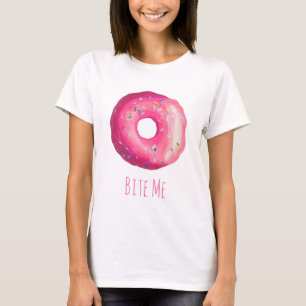 T-shirt Morda-Me Rosquinha Com Glacé Cor-De-Rosa E Prétese