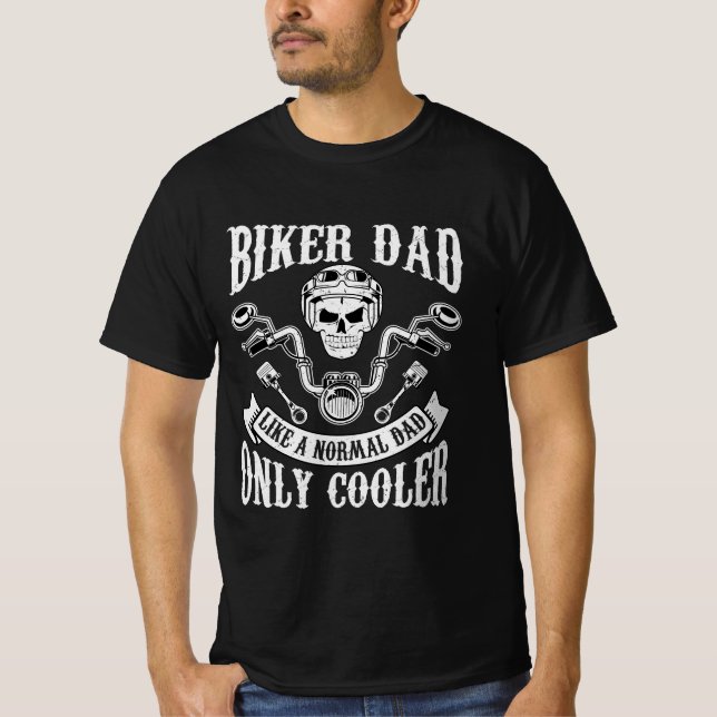 T-Shirt Moto, Biker Dad Like a Normal (Frente)