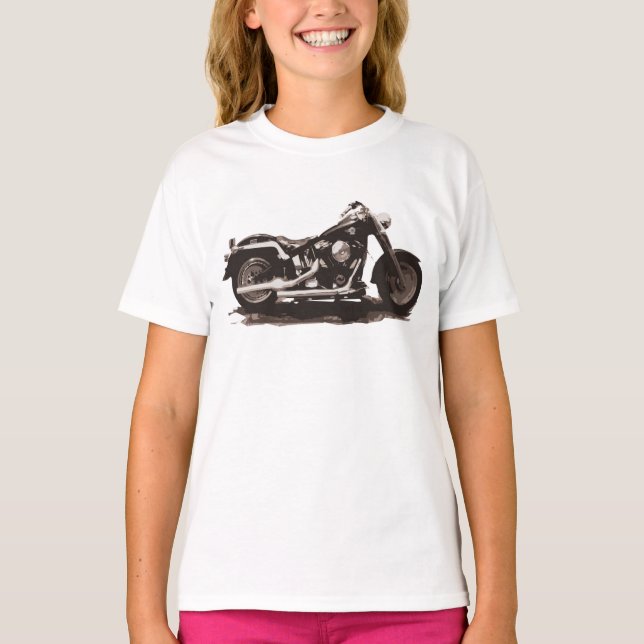 T-shirt Motocicleta gorda clássica do menino (Frente)