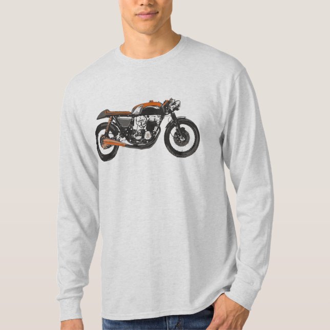 T-shirt Motocicleta simples - desenho do piloto do café (Frente)
