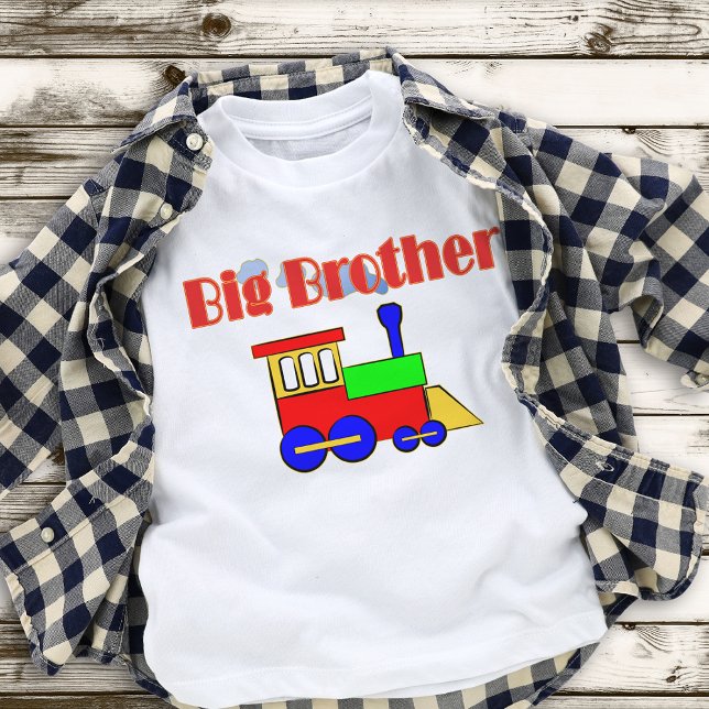 T-shirt Motor Colorido De Comboio De Grande Irmão (Big Brother Cute Colorful Train Engine Toddler T-shirt)