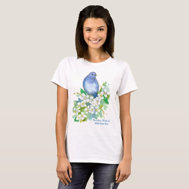 T-shirt Mountain Bluebird Idaho State Pássaro (Frente Completa)